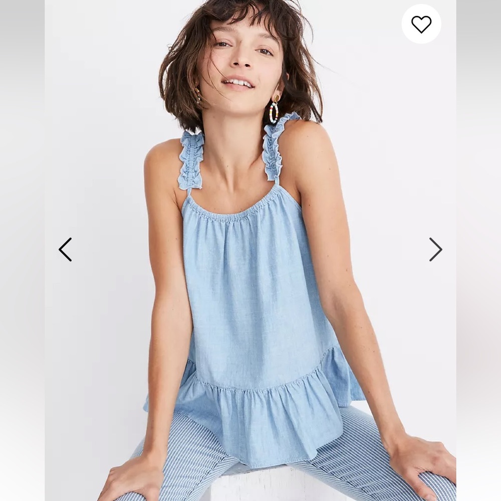 Madewell Petite Denim Ruffle-Strap Cami Top